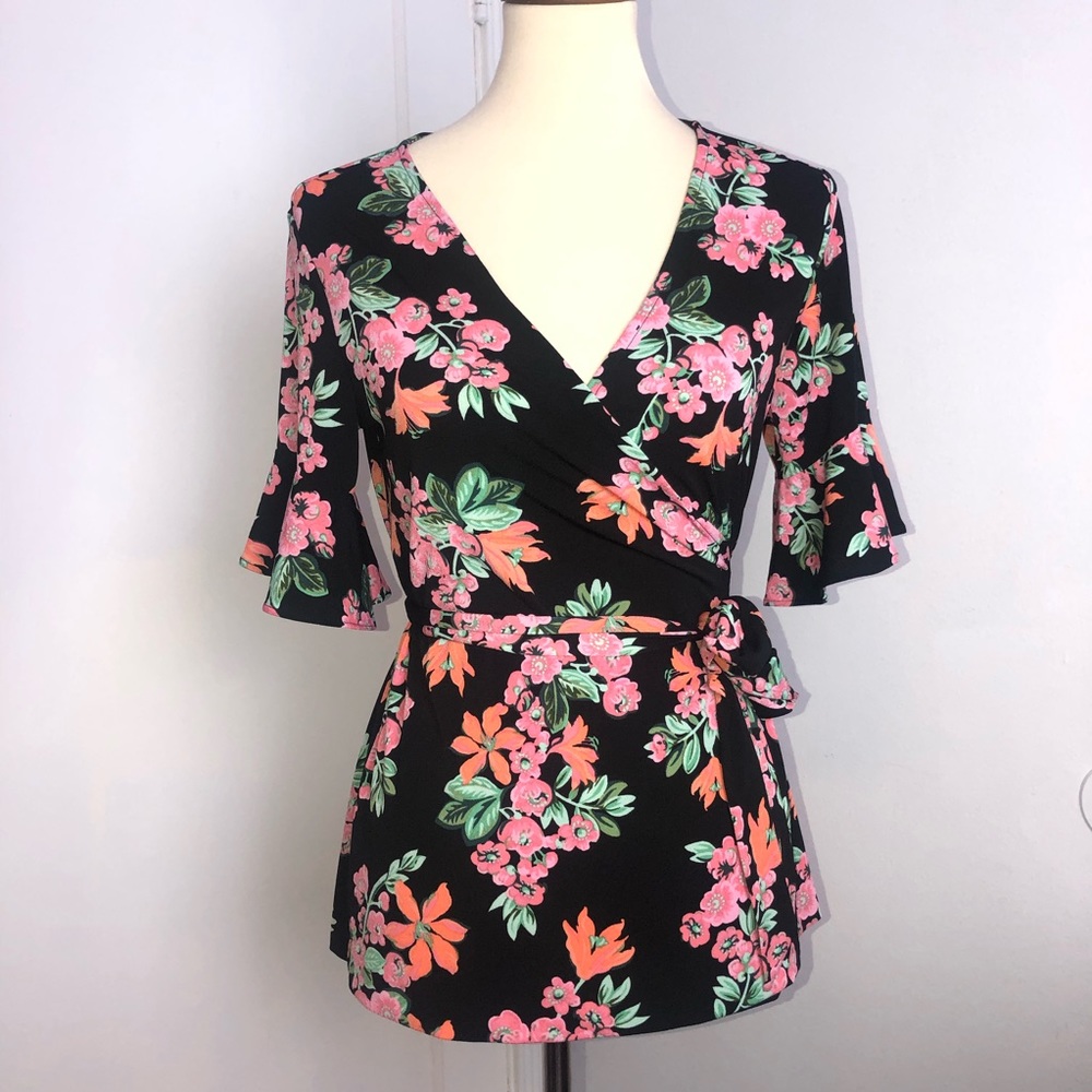 Ann Taylor Floral Wrap Top